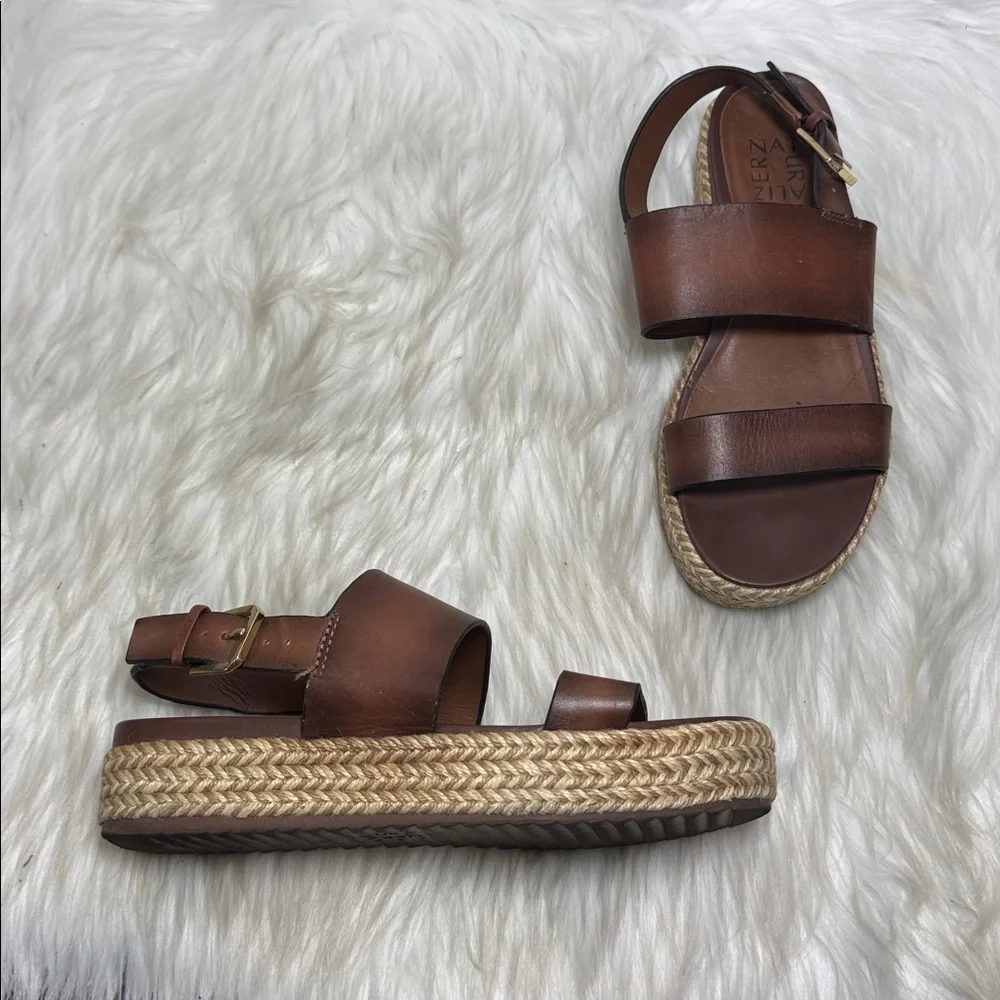 Naturalizer Patience Brown‎ Leather Women's Espadrille Platform Sandals Sz 6.5